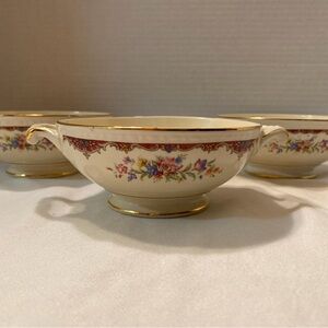 3 Homer Laughlin Eggshell Georgian Footed Cream/Soup Bowls